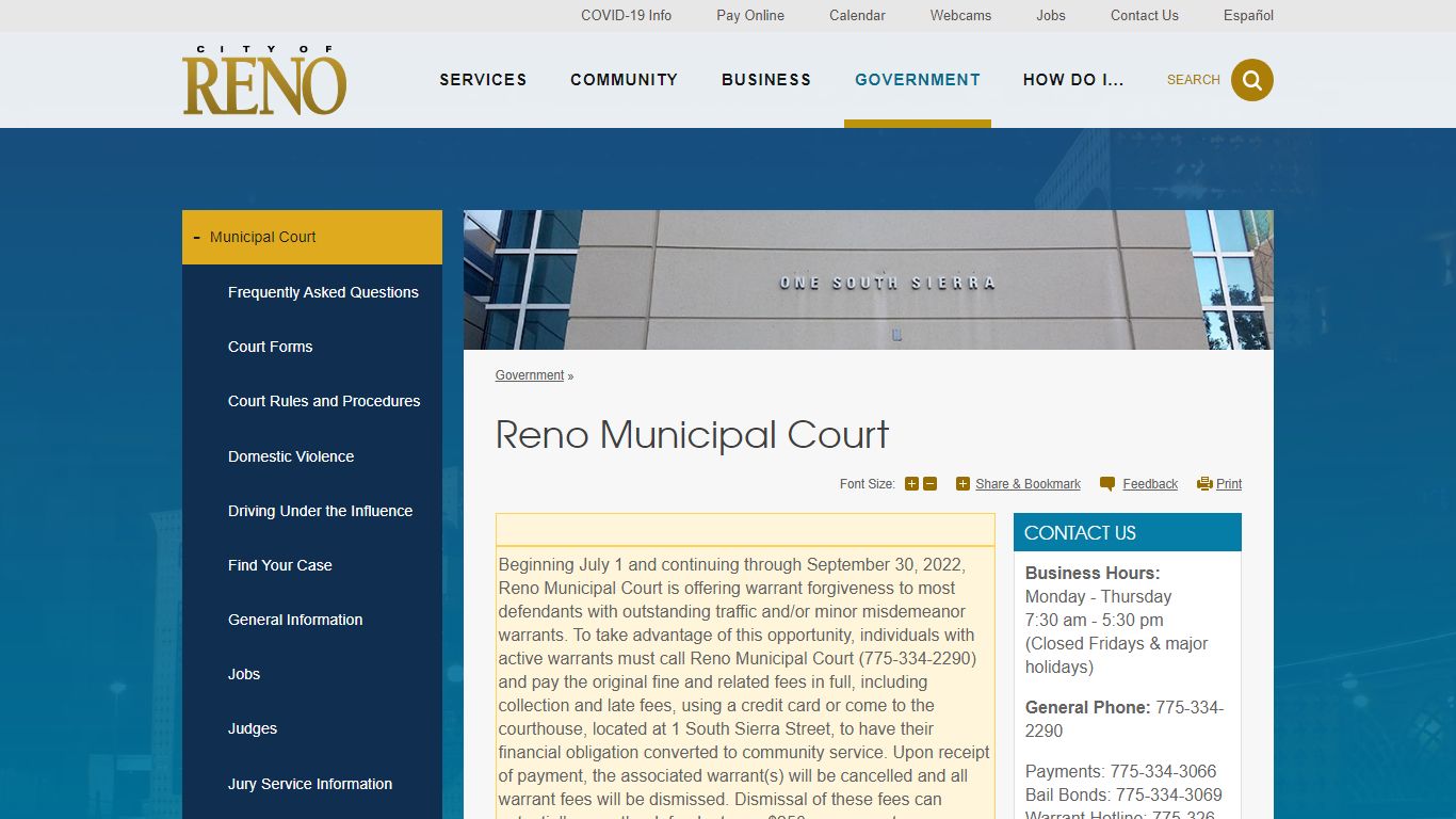 Reno Municipal Court | City of Reno